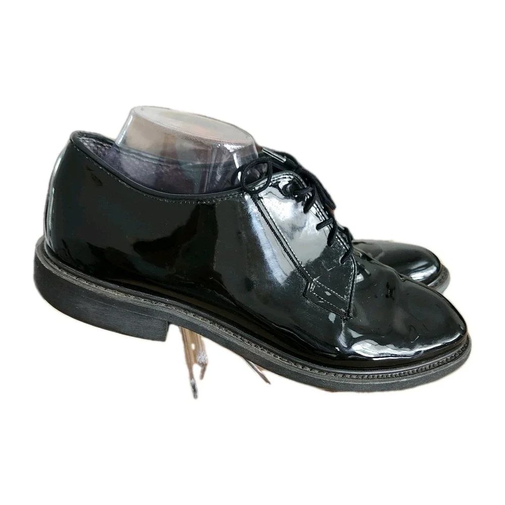 Bates Lites Black Shoe Mens 10.5 E Hi Gloss Uniform Military Formal Dress Vibram